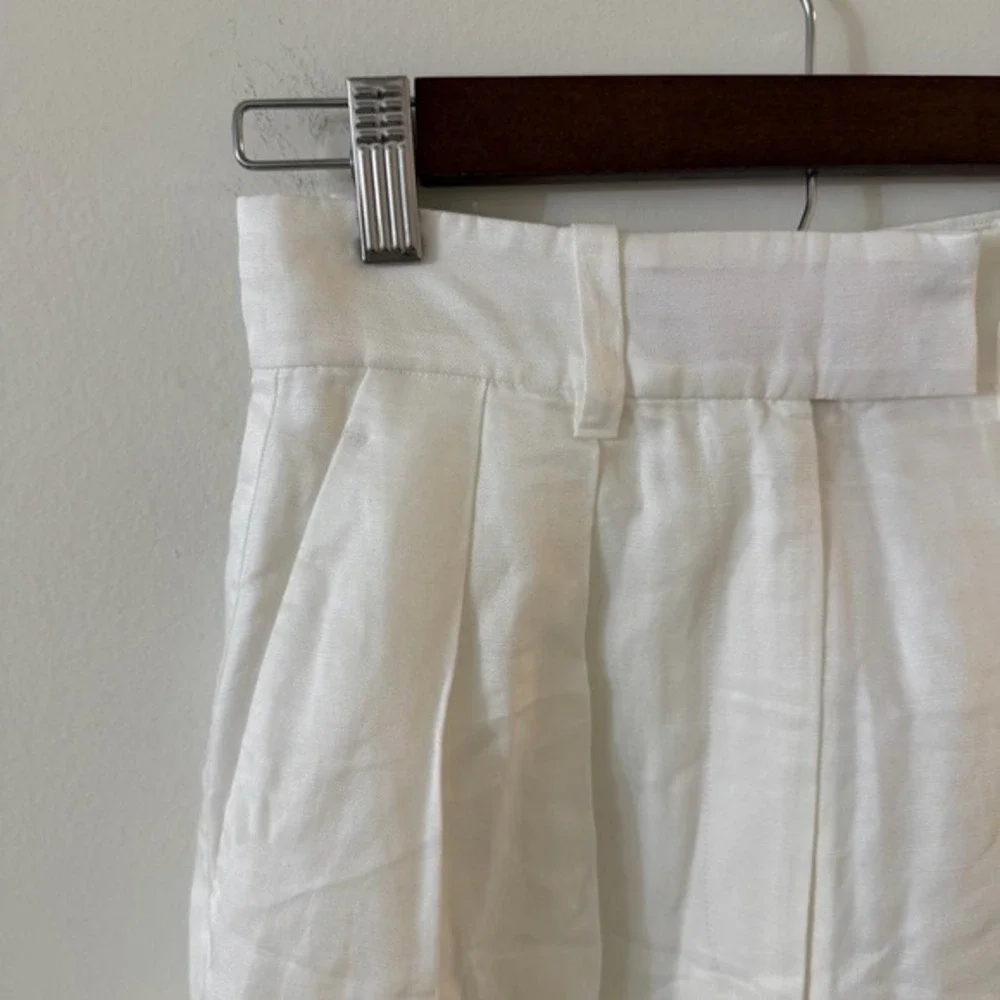 ANINE BING Lou pleated woven wide-leg pants Ivory‎ white Linen Blend size 2 NWT